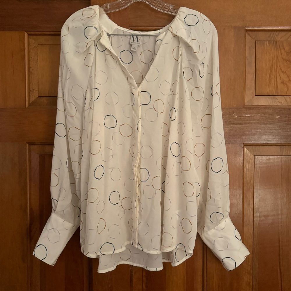 Worthington Womens Slouch Button Up Blouse Size large